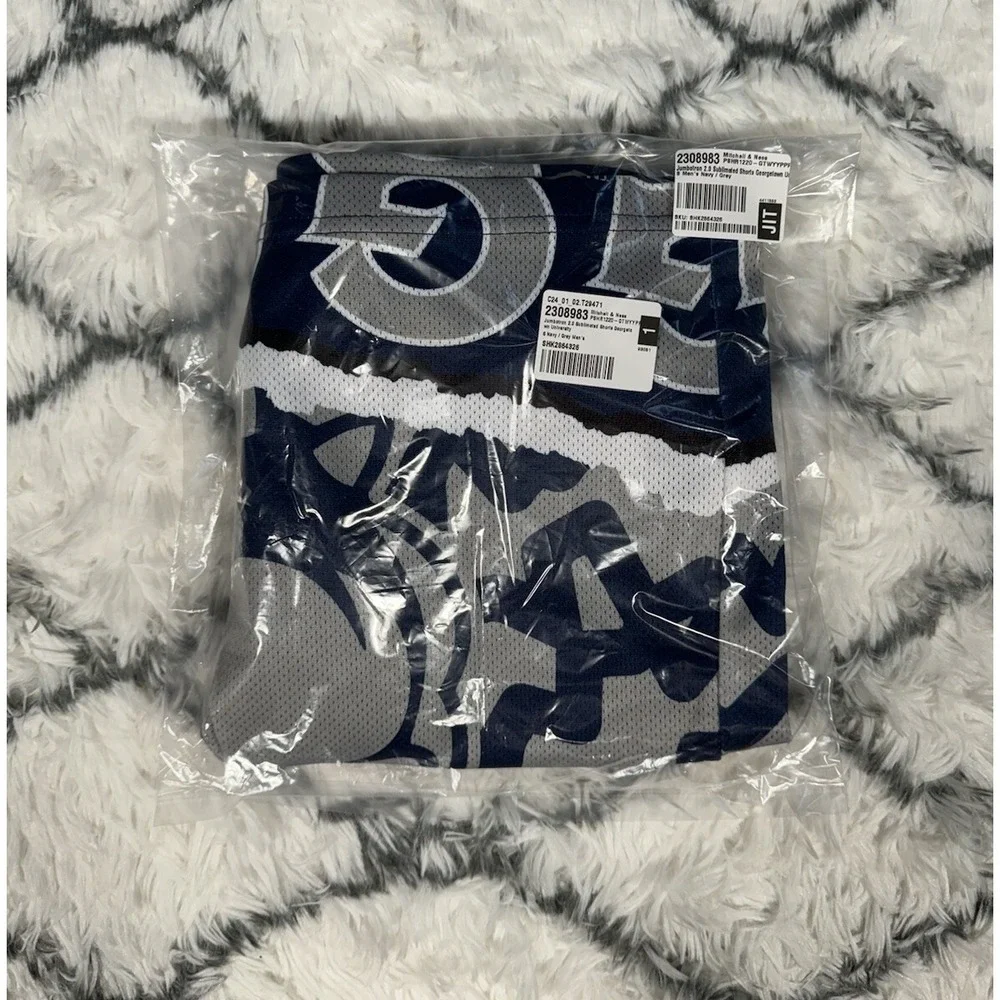 MITCHELL & NESS Georgetown Jumbotron 2.0 Sublimated Shorts Blue Mens S *NEW* $75